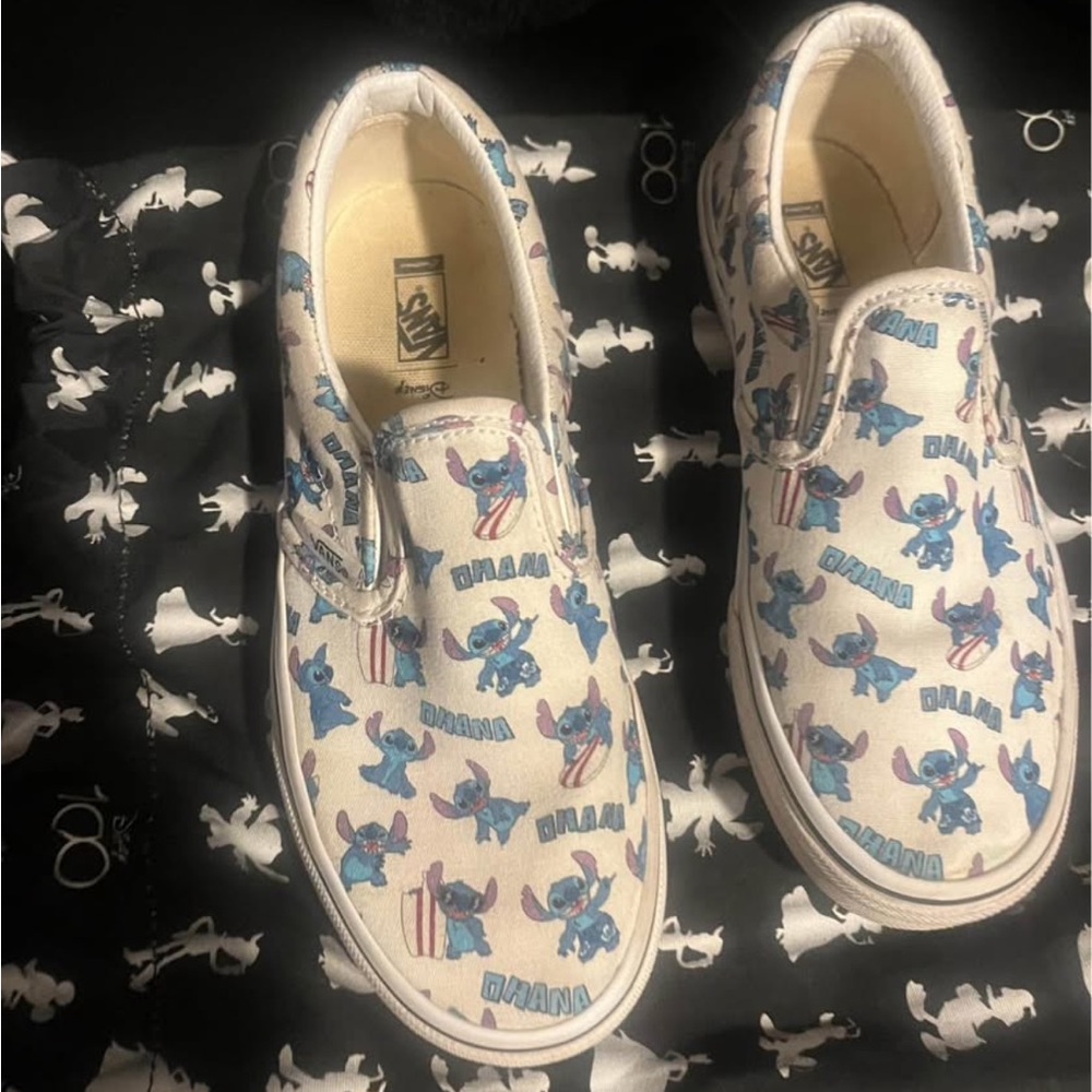 Kids size 3 Stitch vans slip-ons